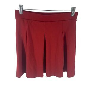 ModCloth Pleated skater Skirt Mini Flared Elastic Waist Stretch Red Size Medium